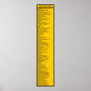 The Dewey Decimal System by 10s with header, Yello Poster