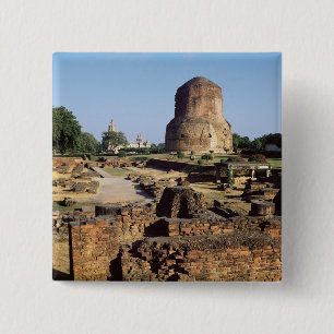 The Dhamekh stupa, c.500 AD 15 Cm Square Badge