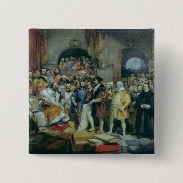 The Diet of Spires, 19 April, 1529 15 Cm Square Badge (Front)