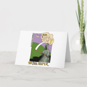 The Dim Reaper Funny Halloween Cartoon Gifts & Tee Card