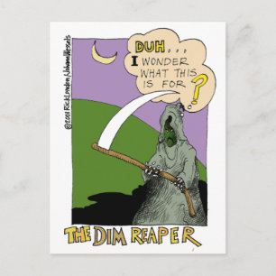 The Dim Reaper Funny Halloween Cartoon Gifts & Tee Postcard