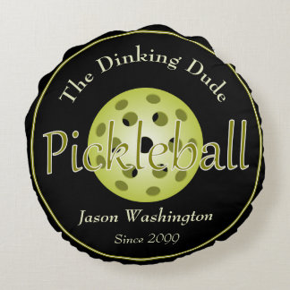 The Dinking Dude Guy / Duo Pickleball Ball Round Cushion