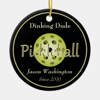 The Dinking Dude Guy Pickleball Ball Ceramic Ornament