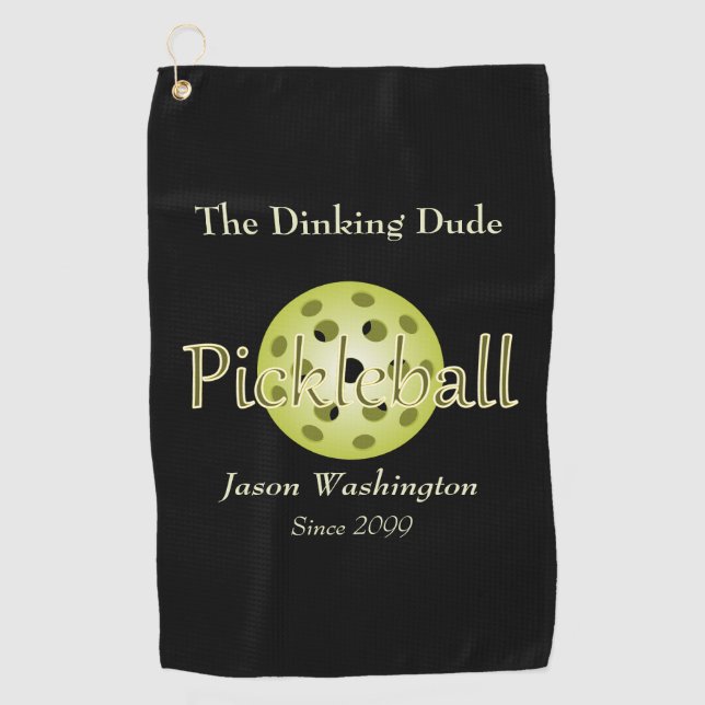 The Dinking Dude Guy Pickleball Ball Towel (Front)