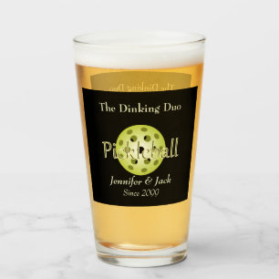 The Dinking Duo or Dude Pickleball Pint Beer Glass