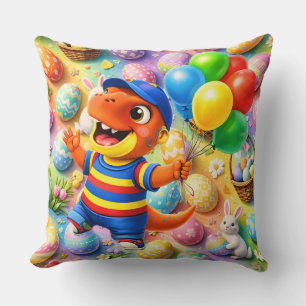 The dinosaur Easter celebration kids bedroom throw Cushion
