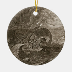 The Dioscuri Protect a Ship, 1731 (engraving) Ceramic Tree Decoration