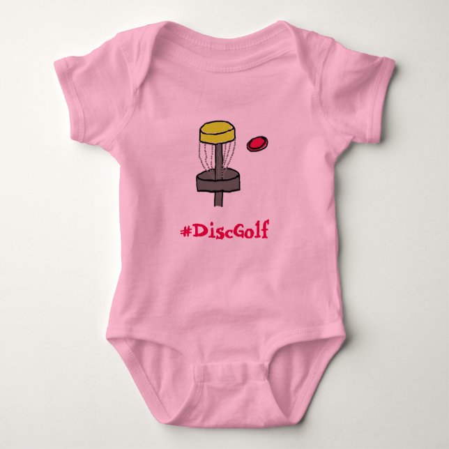 The #DiscGolf baby girl onsie Baby Bodysuit (Front)