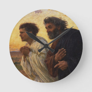 The Disciples Peter and John Running Round Clock