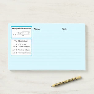 The Discriminant & The Quadratic Formula Notepad