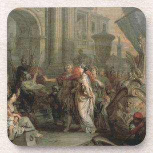 The Disembarkation of Cleopatra at Tarsus (oil on Coaster