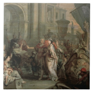 The Disembarkation of Cleopatra at Tarsus (oil on Tile