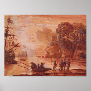 The Disembarkation of Warriors in a Port Poster
