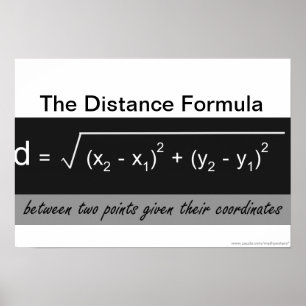 The Distance Formula Math Poster