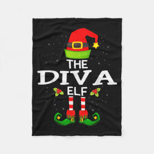 The Diva Elf Christmas Family Matching Pajama  Fleece Blanket