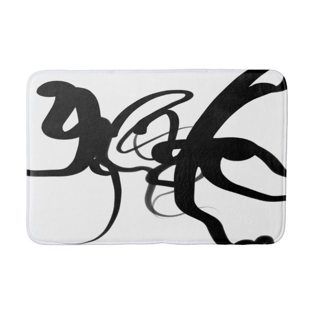 The Divers: Abstract Black & White Bath Mat (Front)