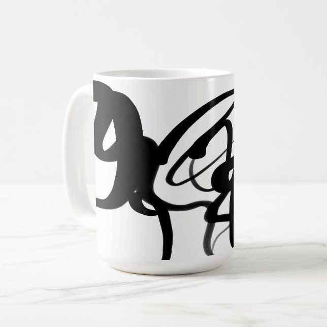 The Divers: Abstract Black & White Coffee Mug (Front Left)
