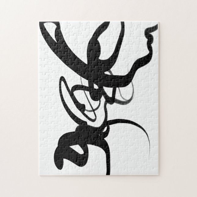 The Divers: Abstract Black & White Jigsaw Puzzle (Vertical)