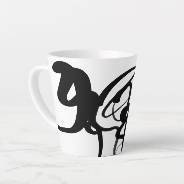 The Divers: Abstract Black & White Latte Mug (Left Angle)