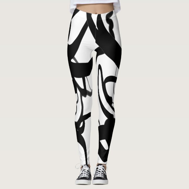 The Divers: Abstract Black & White Leggings (Front)