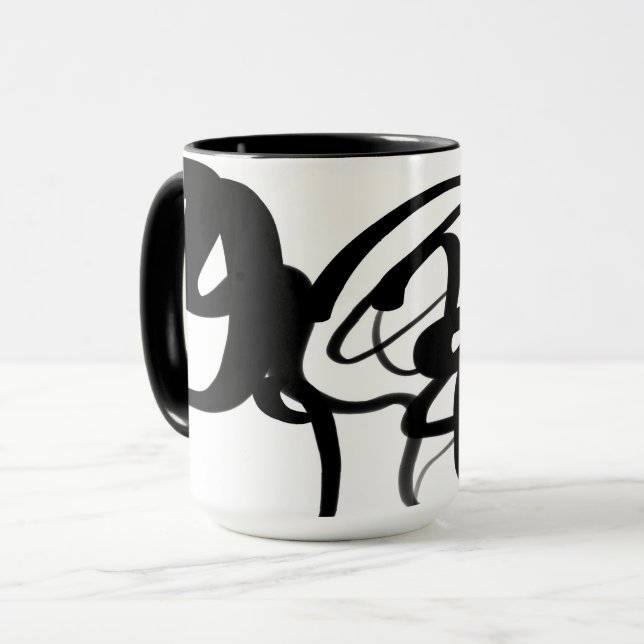 The Divers: Abstract Black & White Mug (Front Left)