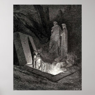 The Divine Comedy Gustave Dore Dante Woodcut illus Poster