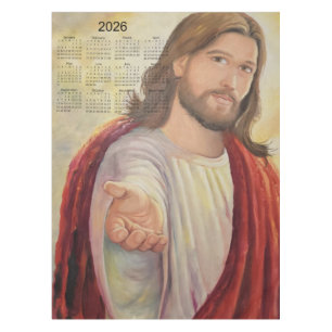 The Divine Invitation: Jesus 2026 Calendar Tablecloth