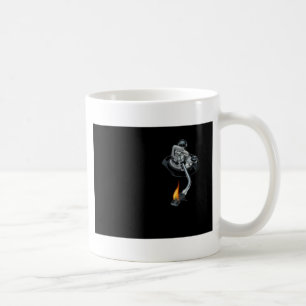 the dj arm on fire coffee mug
