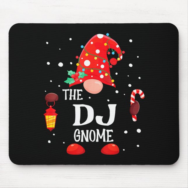 The Dj Gnome Matching Family Christmas Gnome Pajam Mouse Pad (Front)