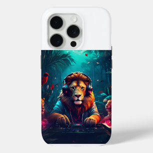 the dj lion playing music in the jungle iPhone 15 pro case