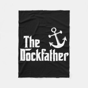 The Dockfather Funny Boating Fishing Boat Dad Capt Fleece Blanket