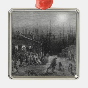 The Docks Night Scene Metal Ornament