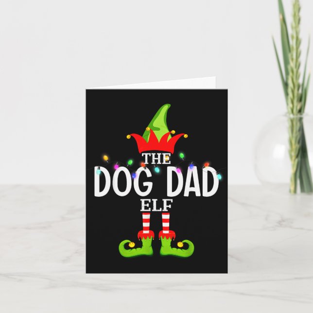 The Dog Dad Elf Christmas Matching Pajamas Men Wom Card (Front)