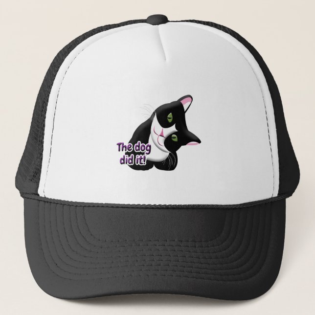 The dog did it Cat Trucker Hat (Front)