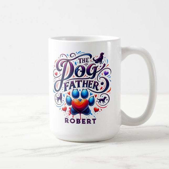The Dog Father Retro Typography  Coffee Mug (Right)