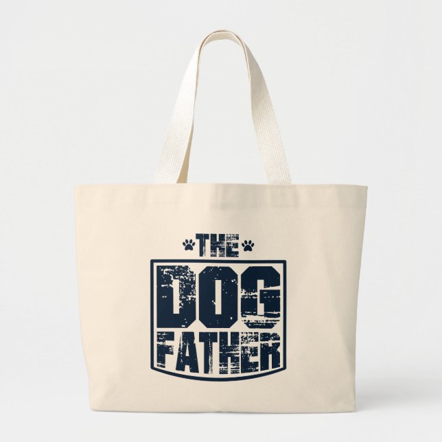 The Dog Father Worn Graphic Large Tote Bag (Front)