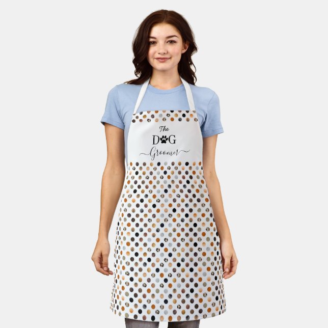The Dog Groomer fur polka dot professional Apron (Worn)