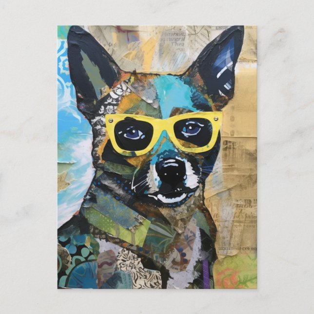 The Dog in Yellow Glasses Postcard (Front)