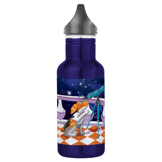 The dog looks through the telescope 532 ml water bottle (Left)