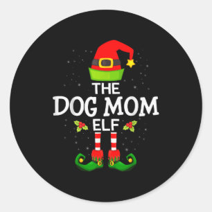 The Dog Mom Elf Christmas Family Matching Pajama M Classic Round Sticker