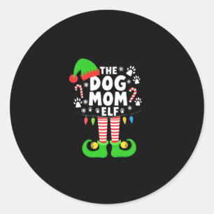 The Dog Mom Elf Xmas Funny Dogs lover Christmas Do Classic Round Sticker