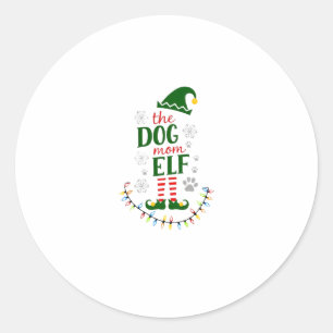The Dog Mom Elf Xmas Funny Dogs lover Christmas Do Classic Round Sticker