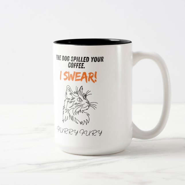The dog spilled your coffee, not me! Two-Tone coffee mug (Right)