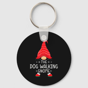 The Dog Walking Gnome Xmas Family Matching Funny C Key Ring