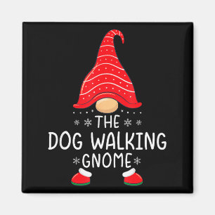 The Dog Walking Gnome Xmas Family Matching Funny C Magnet