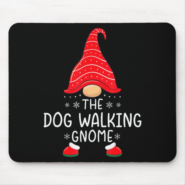 The Dog Walking Gnome Xmas Family Matching Funny C Mouse Pad (Front)