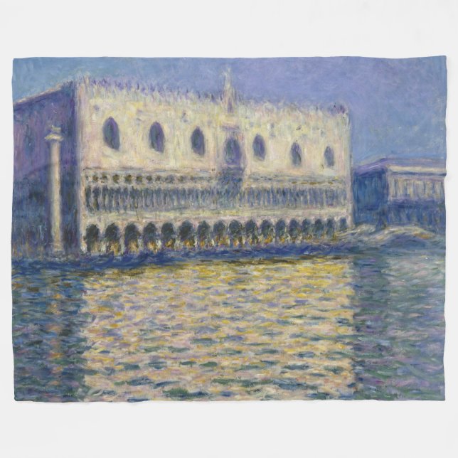 The Doges Palace (Le Palais Ducal) by Claude Monet Fleece Blanket (Front (Horizontal))