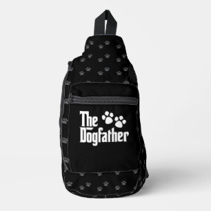 The Dogfather black and white fun saying Sling Bag