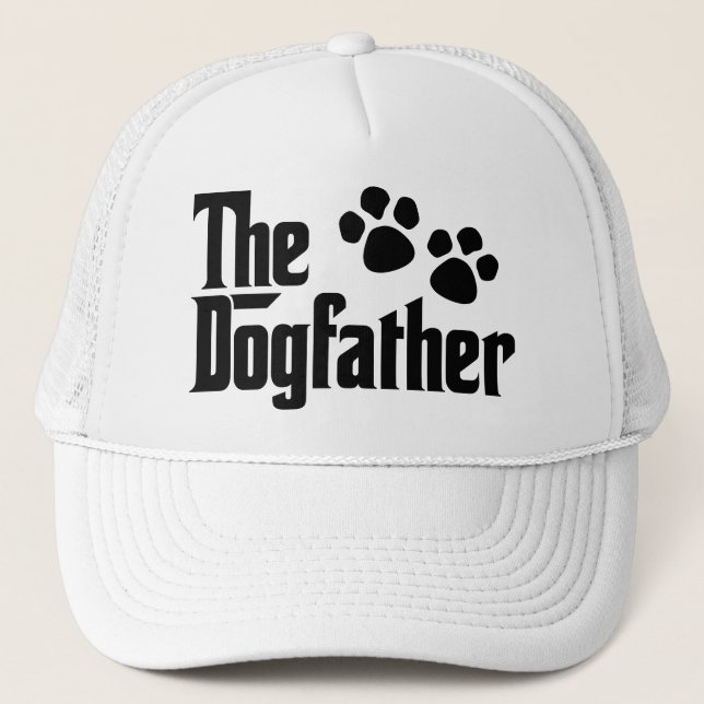 The Dogfather black and white fun saying Trucker Hat (Front)