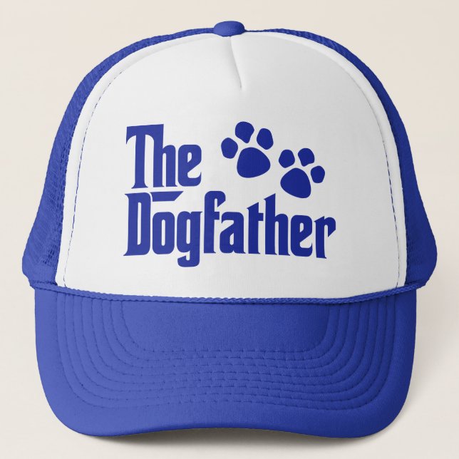 The Dogfather blue and white fun saying Trucker Hat (Front)